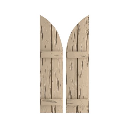 Pecky Cypress 2 Board Joined Board-n-Batten w/Quarter Round Arch Top Faux Wood Shutters, 11""W x 50""H -  EKENA MILLWORK, SHUBJQ11X50PCPR